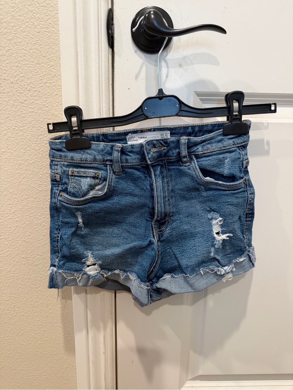 Zara Distressed Blue Denim Cutoff Shorts
